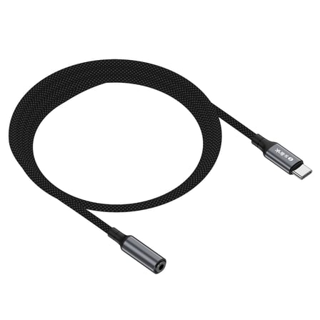 S-Link Armor Fc-01 15Cm Type-C To F Aux Örgülü Metal Başlıklı Siyah Ses Kablosu