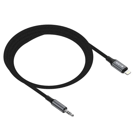 S-Link Armor Ml-01 120Cm Lightning To M Aux Örgülü Metal Başlıklı Siyah Ses Kablosu