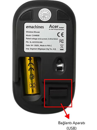 Acer eMachines EAM080 Usb Siyah 2.4Ghz Kablosuz Mouse