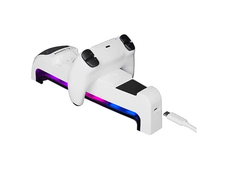 RAMPAGE RP-PS5 S RGB Işıklı Kulaklık Standlı PlayStation 5 Slim Uyumlu Hızlı Şarj İstasyonu