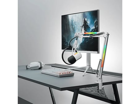 RAMPAGE Arpej RGB Standlı Ses Göstergeli Masaüstü Mikrofon Beyaz