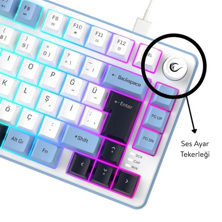 Clicky 75 Üç Renkli Mekanik Hisli RGB Türkçe Q Membrane Oyuncu Klavyesi