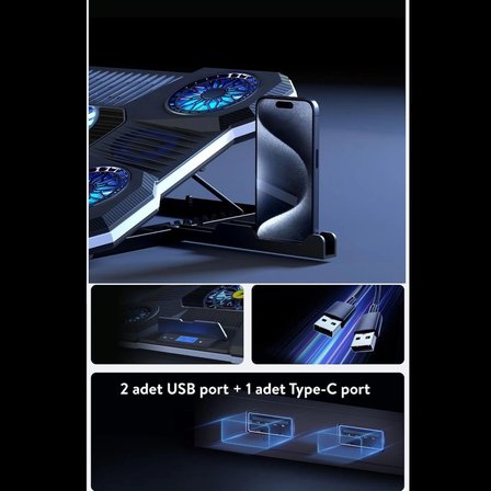 Dossimo Nitro Rgb Işıklı 9 Fanlı LCD Göstergeli 2 USB Girişli Yükselebilen Notebook Soğutucu S24
