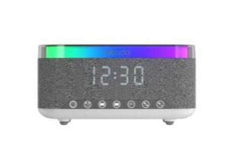 Mikado MD-W10 1200mAh 10W Gri BT, USB, Kablosuz Şarjlı RGB-Alarmlı Saat Speaker