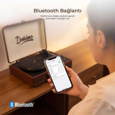 Dossimo Retrotone BT+AUX+USB Destekli Yedek İğneli Kahverengi Pikap Çalar DS-R100