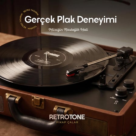 Dossimo Retrotone BT+AUX+USB Destekli Yedek İğneli Kahverengi Pikap Çalar DS-R100