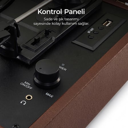 Dossimo Retrotone BT+AUX+USB Destekli Yedek İğneli Kahverengi Pikap Çalar DS-R100