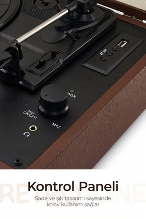 Dossimo Retrotone BT+AUX+USB Destekli Yedek İğneli Kahverengi Pikap Çalar DS-R100