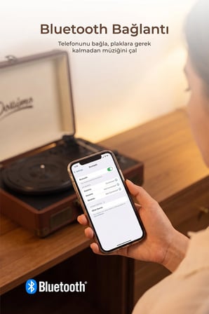Dossimo Retrotone BT+AUX+USB Destekli Yedek İğneli Kahverengi Pikap Çalar DS-R100