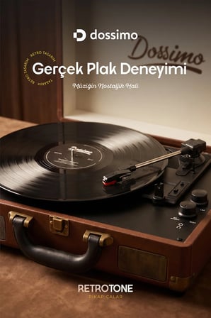 Dossimo Retrotone BT+AUX+USB Destekli Yedek İğneli Kahverengi Pikap Çalar DS-R100