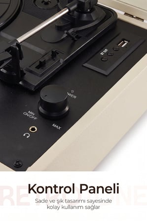 Dossimo Retrotone BT+AUX+USB Destekli Yedek İğneli Krem Pikap Çalar DS-R100