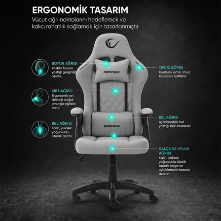 Nox Terletmez Kumaş Gri Oyuncu Koltuğu KL-R43 