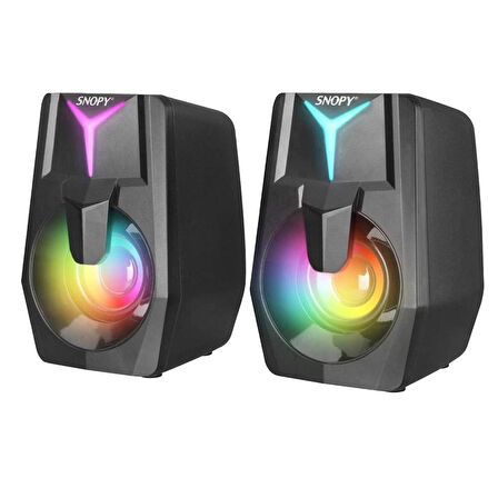 SNOPY SN-X22 STYLE 2.0 Multimedia Led Işıklı 3W*2 Siyah USB Gaming Speaker Hoparlör