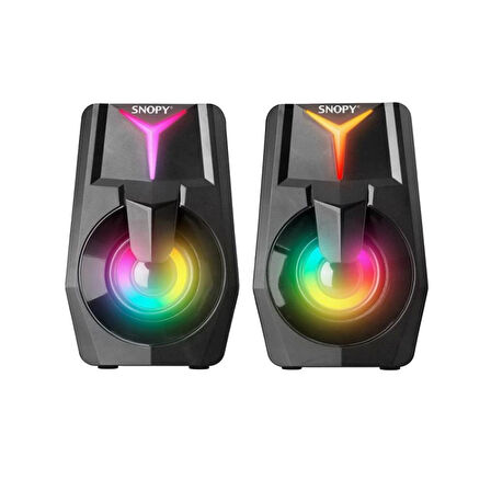 SNOPY SN-X22 STYLE 2.0 Multimedia Led Işıklı 3W*2 Siyah USB Gaming Speaker Hoparlör