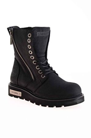 Black Hakiki Deri Kadın Bot & Bootie M0777053903