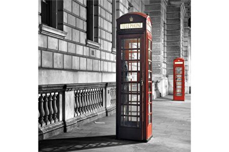 Londra Kırmızı Telefon Kulübeleri ve Otobüs Doğal Taş Bardak Altlığı 4'lü set - Natural Stone Coasters