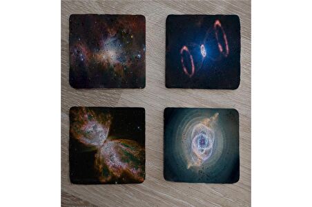 Uzay Manzaraları Doğal Taş Bardak Altlığı 4'lü set - Natural Stone Coasters