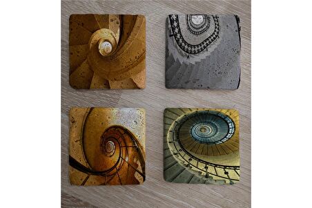 Sarmal Merdivenler Doğal Taş Bardak Altlığı 4'lü set - Natural Stone Coasters