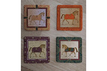 Modern At Tasarımları Doğal Taş Bardak Altlığı 4'lü set - Natural Stone Coasters