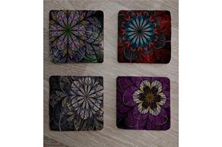 Geometrik Desenler Doğal Taş Bardak Altlığı 4'lü set - Natural Stone Coasters