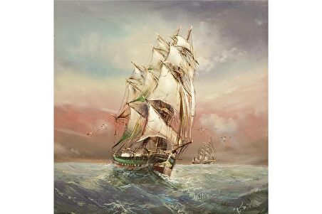 Ivan Aivazovsky Deniz ve Yelkenliler Doğal Taş Bardak Altlığı 4'lü set - Natural Stone Coasters