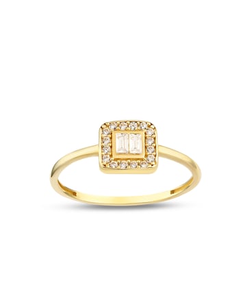 Debora Jewelry 14 Ayar Altın Kare Baget Yüzük