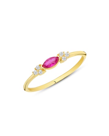 Debora Jewelry 14 Ayar Altın Markiz Model Pembe Taşlı Yüzük