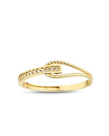 Debora Jewelry 14 Ayar Altın Taşlı Halat Model Yüzük