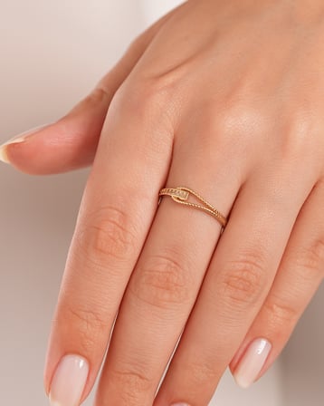 Debora Jewelry 14 Ayar Altın Taşlı Halat Model Yüzük