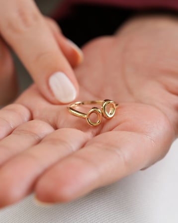 Debora Jewelry 14 Ayar Altın Çift Daire Figürlü Yüzük