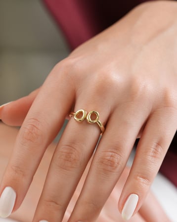 Debora Jewelry 14 Ayar Altın Çift Daire Figürlü Yüzük
