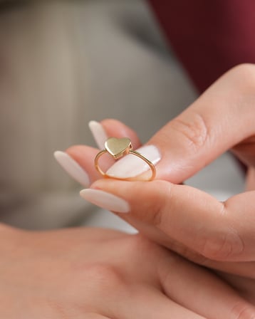 Debora Jewelry 14 Ayar Altın Kalpli Model Yüzük