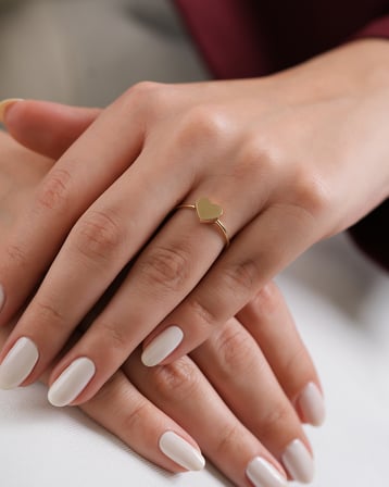 Debora Jewelry 14 Ayar Altın Kalpli Model Yüzük