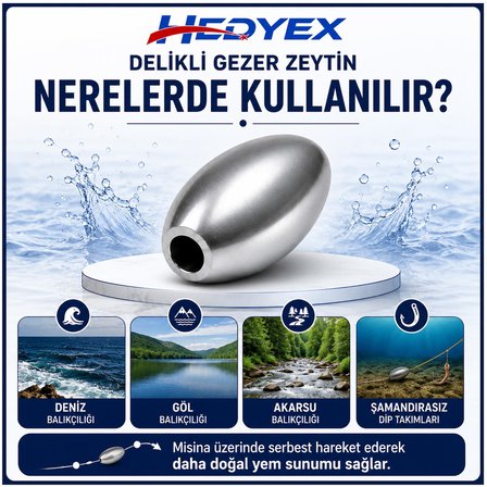 Hedyex 8 Gr 500 Adet (4 Kg) Olta Kurşunu Delikli Gezer Zeytin