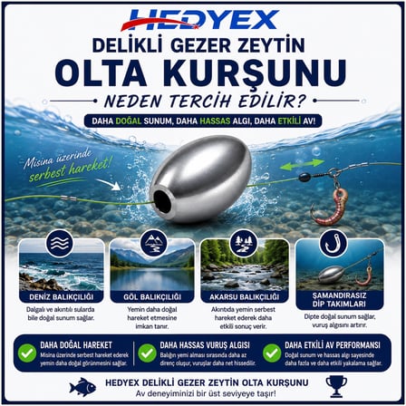 Hedyex 2 Gr 200 Adet (400 Gr) Olta Kurşunu Delikli Gezer Zeytin