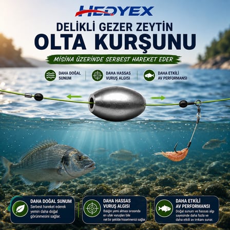 Hedyex 2 Gr 400 Adet (800 Gr) Olta Kurşunu Delikli Gezer Zeytin