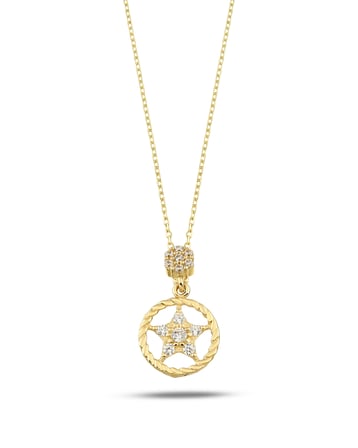 Debora Jewelry 14 Ayar Altın Yıldız Halka Detay Kolye