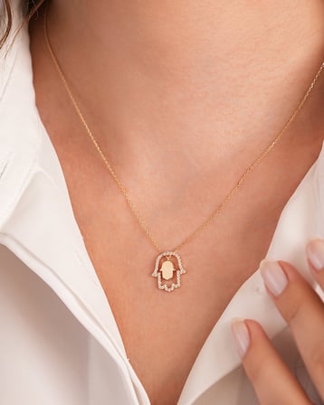 Debora Jewelry 14 Ayar Altın Fatma Ana Eli Kolye
