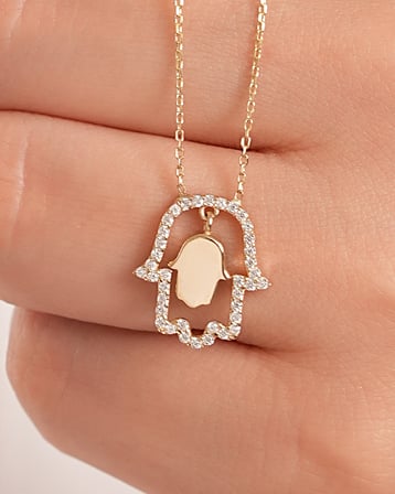 Debora Jewelry 14 Ayar Altın Fatma Ana Eli Kolye
