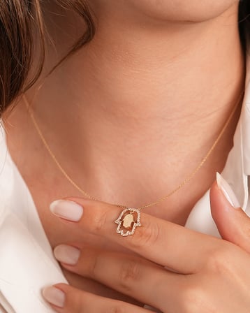 Debora Jewelry 14 Ayar Altın Fatma Ana Eli Kolye