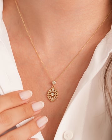 Debora Jewelry 14 Ayar Altın Taşlı Tasarım Kolye