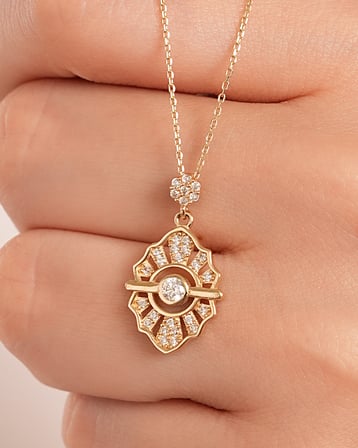 Debora Jewelry 14 Ayar Altın Taşlı Tasarım Kolye