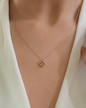 Debora Jewelry 14 Ayar Altın Zirkon Taşlı Yonca Kolye
