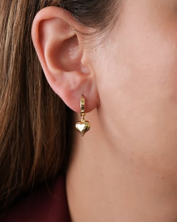 Debora Jewelry 14 Ayar Altın Kalp Sallantı Küpe