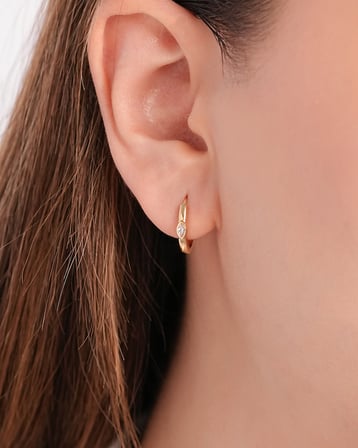Debora Jewelry 14 Ayar Altın Beyaz Zirkon Taşlı Küpe