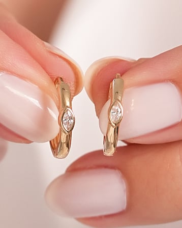 Debora Jewelry 14 Ayar Altın Beyaz Zirkon Taşlı Küpe