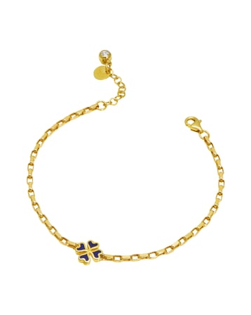 Debora Jewelry 14 Ayar Altın Lacivert Mineli Yonca Bileklik