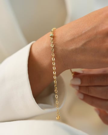 Debora Jewelry 14 Ayar Altın Mavi Mineli Zincir Bileklik