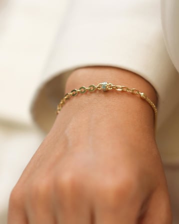 Debora Jewelry 14 Ayar Altın Mavi Mineli Zincir Bileklik