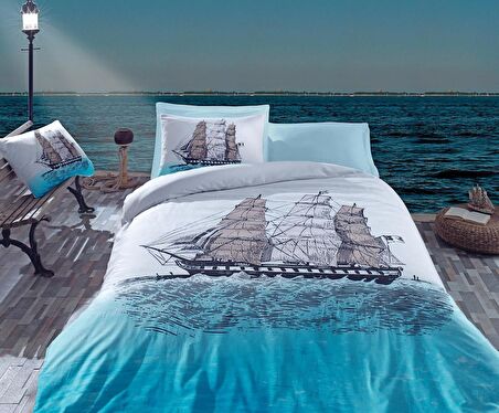 Cotton Box Maritime Nevresim Takımı Çift Kişilik Ship Mavi